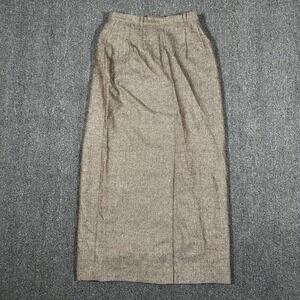 Embassy Row Maxi Skirt Womens 6 Brown Excellent Pure Wool Herringbone Vintage